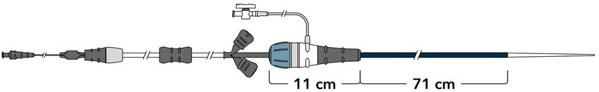 Diagram of H&L-B One-Shot® Introduction System for Zenith® Spiral-Z® iliac leg grafts.
