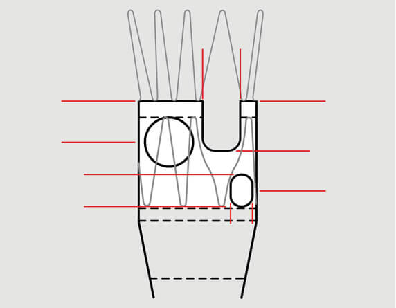 Diagram of Zenith® Fenestrated endovascular graft showing various parts like fenestrations and scallop.