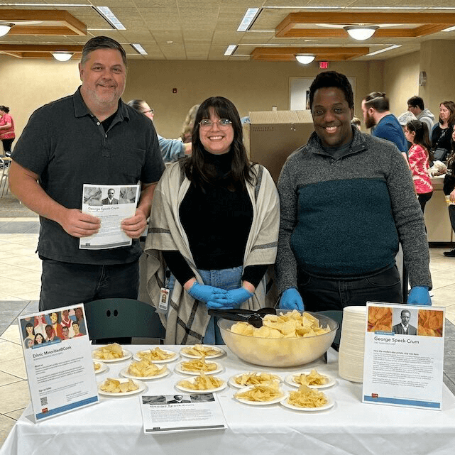 Cook Medical president Pete Yonkman celebrates with employees during Black History Month