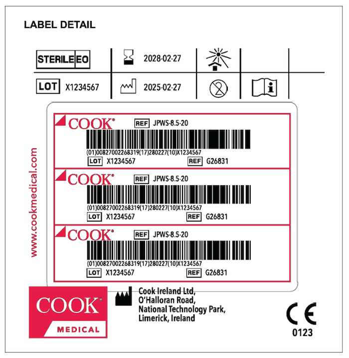 Label detail with GTIN example